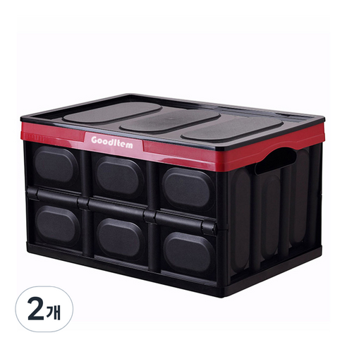 굿아이템 폴딩 리빙박스 30L, 블랙 + 빨강, 2개