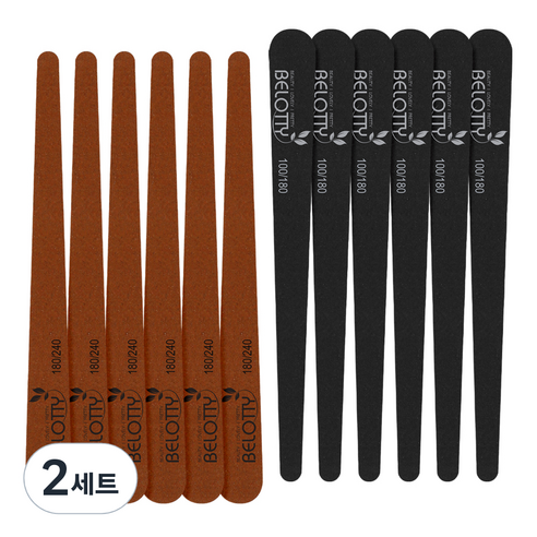 벨로티 셀프 네일케어용 프로 우드파일 12개입, 브라운 + 블랙, 2세트