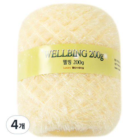 청송뜨개실 웰빙수세미실 콘사 200g, 46 연노랑, 4개