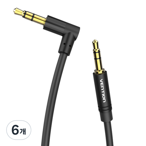 벤션 90도 3.5mm AUX 케이블 1m, BAKBF-T, 블랙, 6개