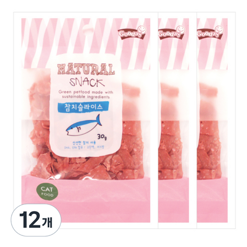 굿데이 네츄럴 스낵 고양이 간식, 참치슬라이스, 30g, 12개