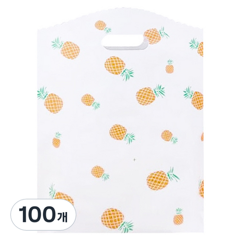 마켓감성 손잡이 팬시 비닐백, 파인애플, 100개