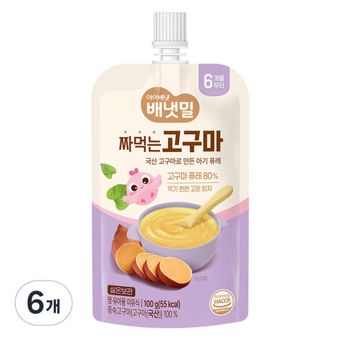 아이배냇 배냇밀 짜먹는 이유식, 고구마맛, 100g, 6개