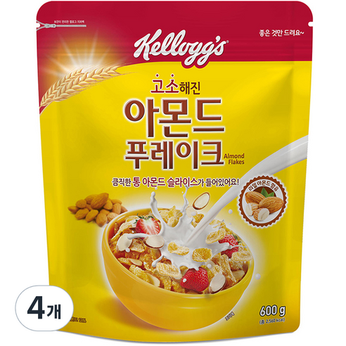 켈로그 아몬드 푸레이크, 600g, 4개