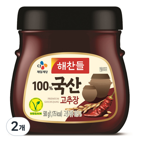 100% 국산 고추장, 500g, 2개