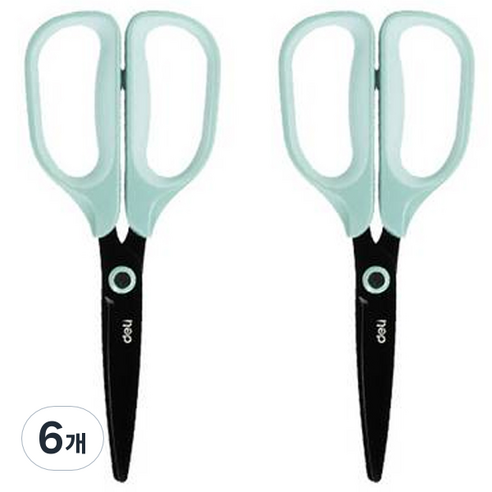델리 블랙 테프론 소프트 터치 가위 EZ507, 민트, 6개