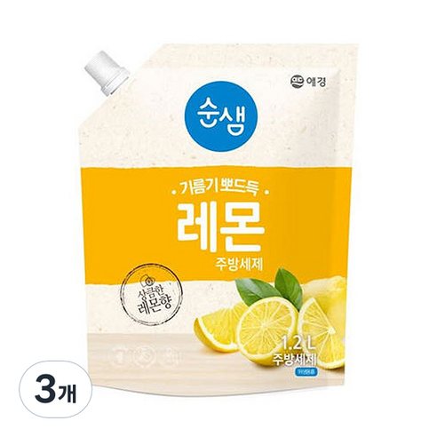 순샘 레몬 주방세제 리필, 1.2L, 2개