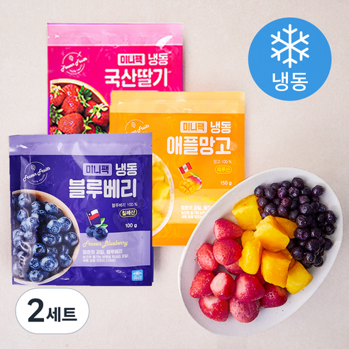 웰팜 미니팩 블루베리 100g + 딸기 150g + 망고 150g 세트 (냉동), 2세트