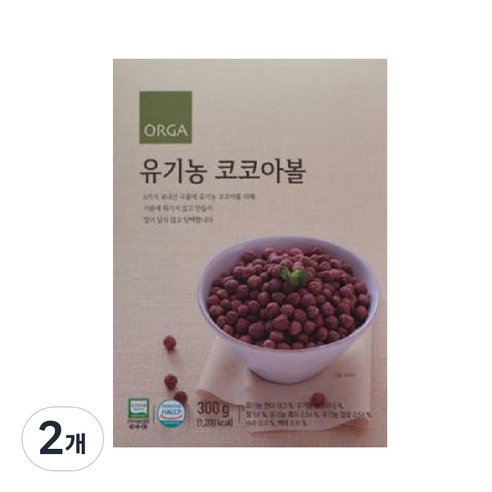 올가홀푸드 유기농 코코아볼 시리얼, 300g, 2개