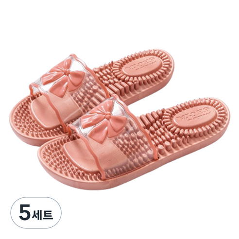 언헤브 리본 지압 슬리퍼 230, 03 코랄, 5세트