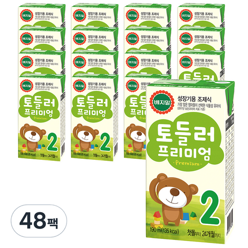 베지밀 프리미엄 토들러2 아기두유 190ml, 콩 원액, 48팩