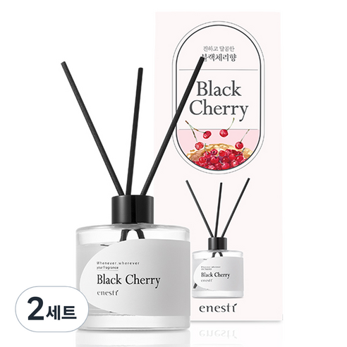 에네스티 디퓨저 + 섬유 스틱 5p 세트, 블랙체리, 200ml, 2세트
