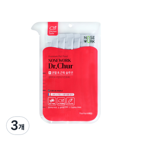 노즈워크 반려동물 닥터 츄르 12g x 6p, 치킨맛, 3개