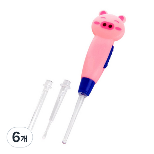 고나비 LED 캐릭터 유아귀이개 돼지, 6개, 1개입