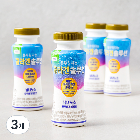 풀무원 다논 콜라겐 솔루션 요구르트 병 4입, 130ml, 3개