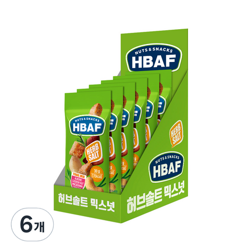 바프 넛츠앤스낵스 허브솔트 믹스넛 30g x 6p, 180g, 6개