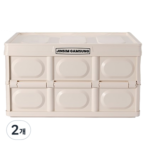 진심감성 다용도 수납 폴딩박스 30L, 크림베이지, 2개