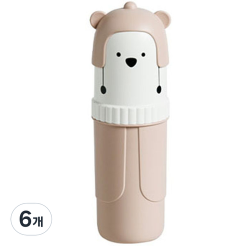 디에스 휴대용 곰돌이 칫솔 치약통 핑크, 6개