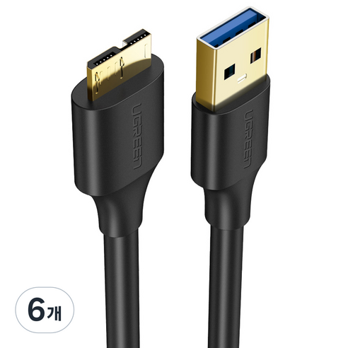 유그린 USB3.0 A타입-마이크로B타입 케이블, 0.5m, 6개