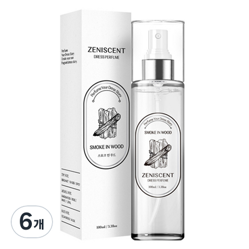 제니센트 섬유탈취제 스모크인우드, 100ml, 6개