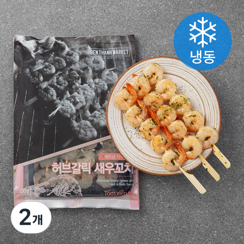 벤탄마켓 허브갈릭 새우꼬치 (냉동), 200g, 2개