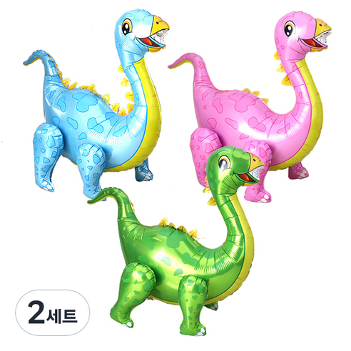 선빛 입체 공룡 풍선 브라키오사우루스 3종 세트, 핑크, 그린, 블루, 2세트