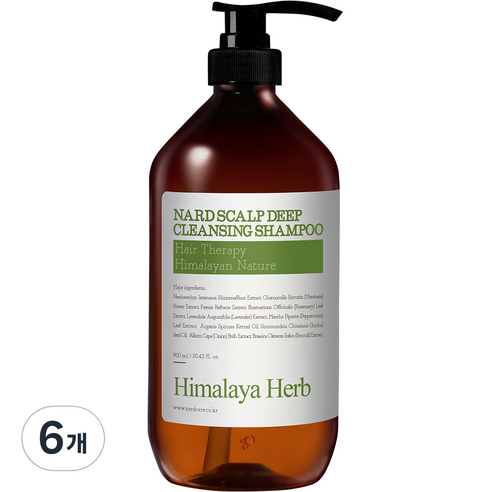 부케가르니 나드 두피 비듬 딥 클렌징 가려움 케어 샴푸, 900ml, 6개