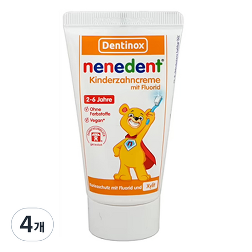 덴티녹스 네네덴트 어린이 치약 딸기향, 4개, 50ml