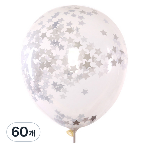 컨페티풍선 30cm, 별 화이트, 60개