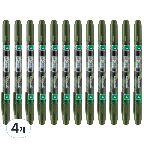 라인플러스 OHP펜 1mm 물펜MF 0.4mm 12p, 녹색, 4개