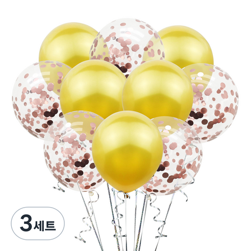 그래다다 파티 장식 풍선 10p 세트, 골드 + 로즈, 3세트