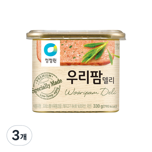 청정원 우리팜 델리 햄통조림, 330g, 3개