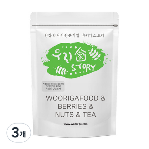 우리가스토리 페퍼민트차 티백, 1g, 60개입, 3개