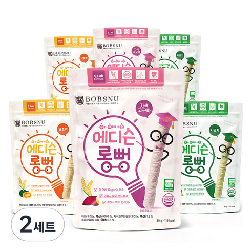 서울대밥스누 우아한 유기농 에디슨 롱뻥 2p 세트, 시금치, 자색고구마, 단호박, 2세트, 30g