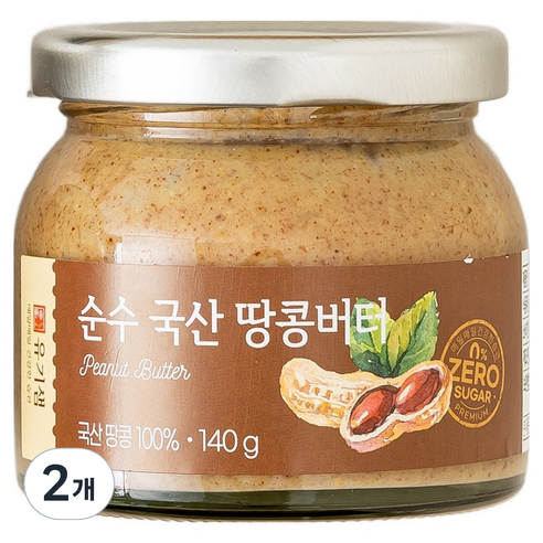 유기샘 순수 땅콩버터, 2개, 140g