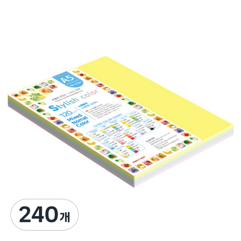 종이문화 스타일리쉬 얇은 혼합색지 120g 02 SN Tone, A5, 240개