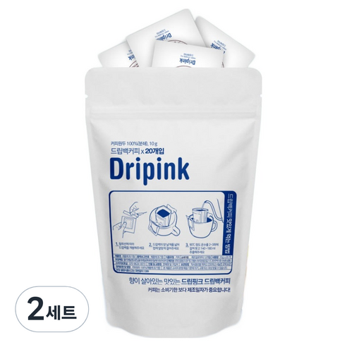 드립핑크 산미 강한 드립백 커피 예가체프 10g x 10p + 시다모 10g x 5p + 케냐 10g x 5p 세트, 2세트