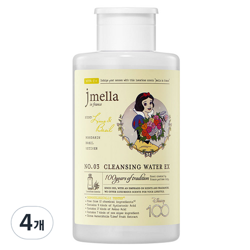 제이멜라 디즈니 100주년 에디션 인 프랑스 라임 앤 바질 클렌징 워터, 500ml, 4개