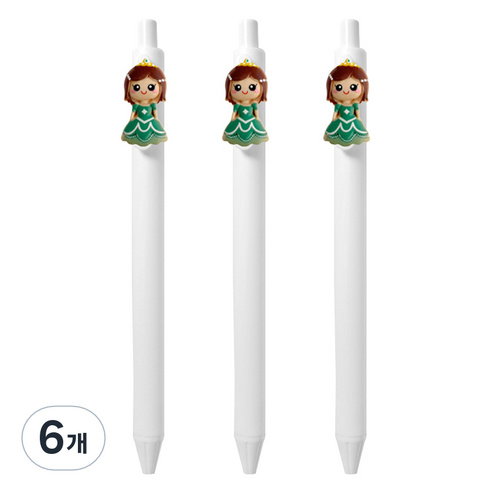 큐티파츠 젤펜 프린세스 0.5mm, 그린, 6개