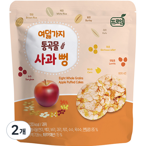 프로엠 여덟가지 통곡물 사과 뻥, 2개, 30g