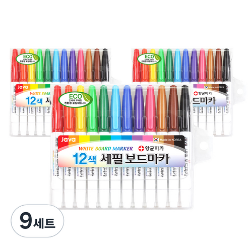 자바펜 세필 보드마카 세트, 12색, 9세트
