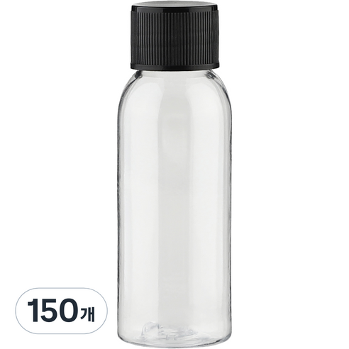 단마개 플라스틱 용기 30ml, 150개, 투명 + 블랙