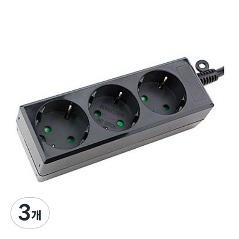 동양전자 접지 멀티탭 3구 블랙 멀티탭 10A, 10m, 3개