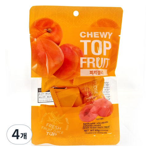 탑후르츠 피치젤리, 65g, 4개
