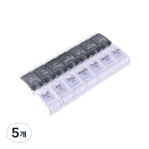 메이크그레이트 휴대용 원터치 일주일 약통 그레이, 5개