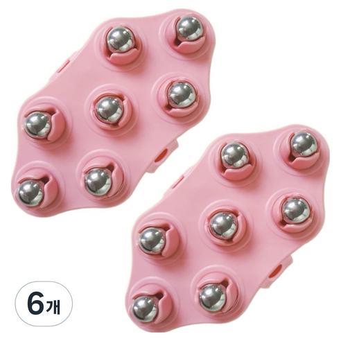 골드팡 승모근 마사지볼 롤러 목 어깨 마사지기, 6개, 핑크