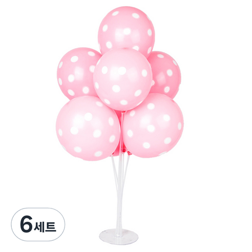파티쇼 풍선꽂이 장식세트 70cm, 도트핑크, 6세트