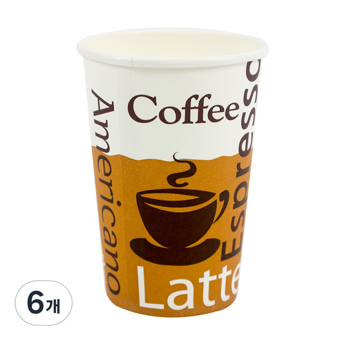 더빈썸 커피콩 테이크아웃 종이컵 240ml, 100개입, 6개