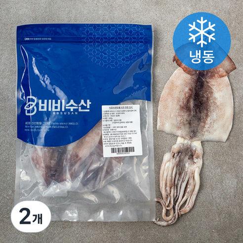 비비수산 국내산 동해안 손질오징어 3미 (냉동), 650g, 2개