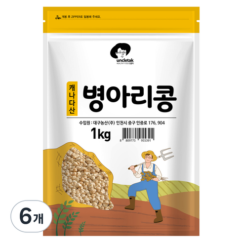 엉클탁 캐나다산 병아리콩, 1kg, 6개
